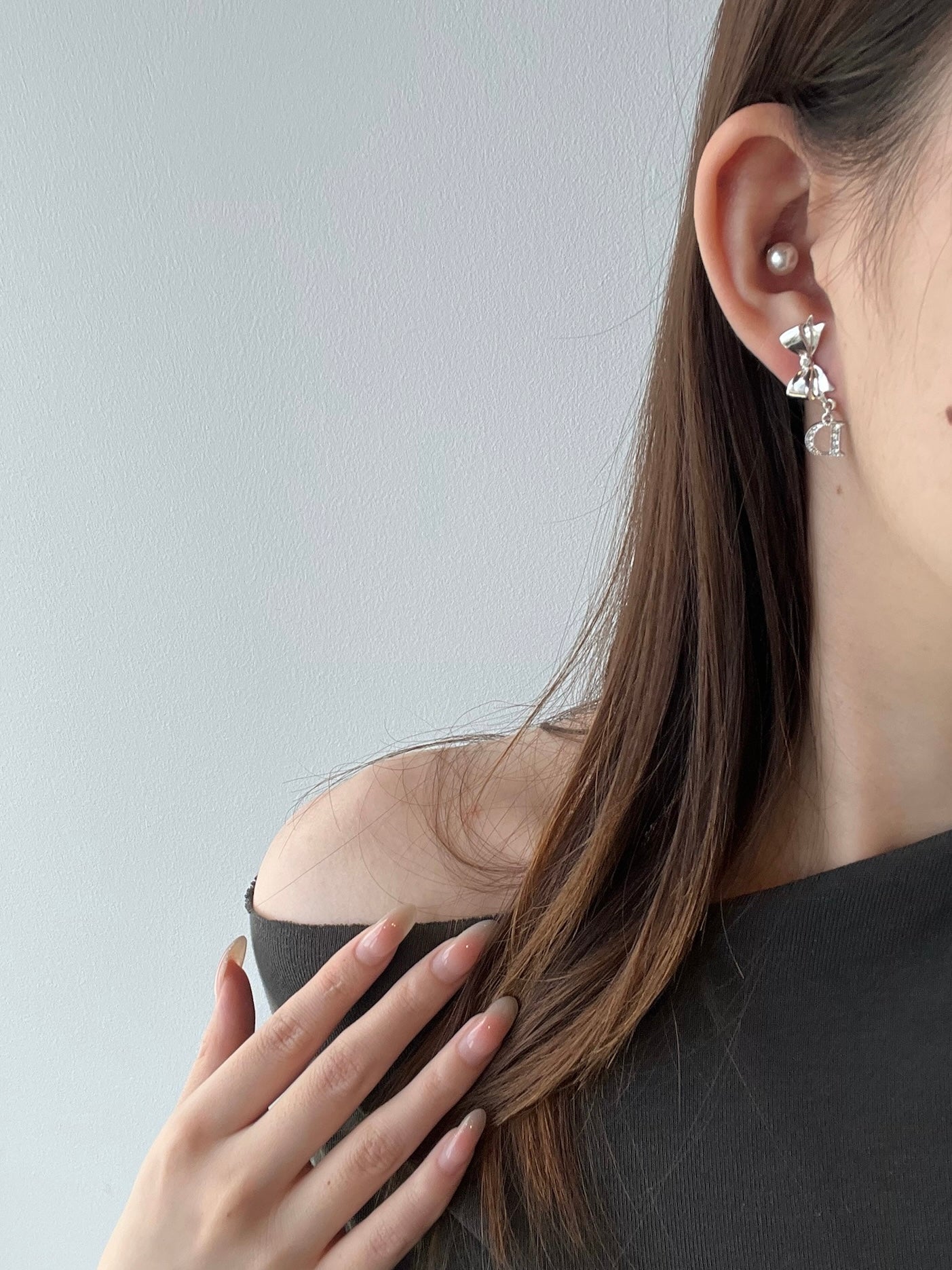 Dior Vintage Bow & Crystal "D" Drop Earrings