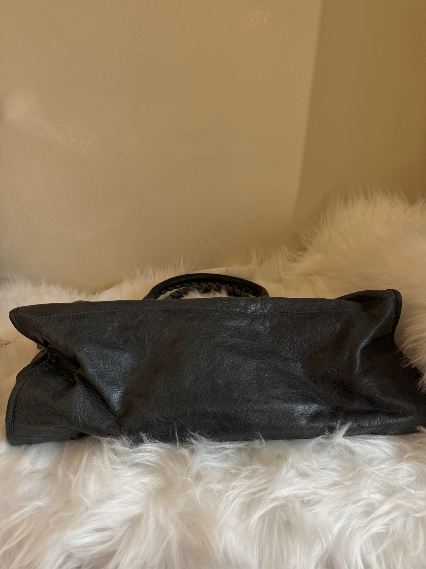 Balenciaga East West City Dark Grey Distressed Leather Handbag