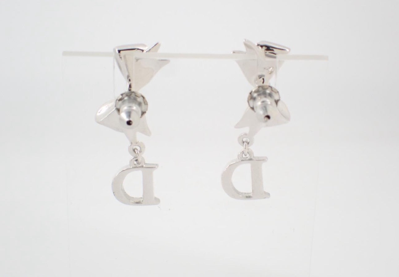 Dior Vintage Bow & Crystal "D" Drop Earrings