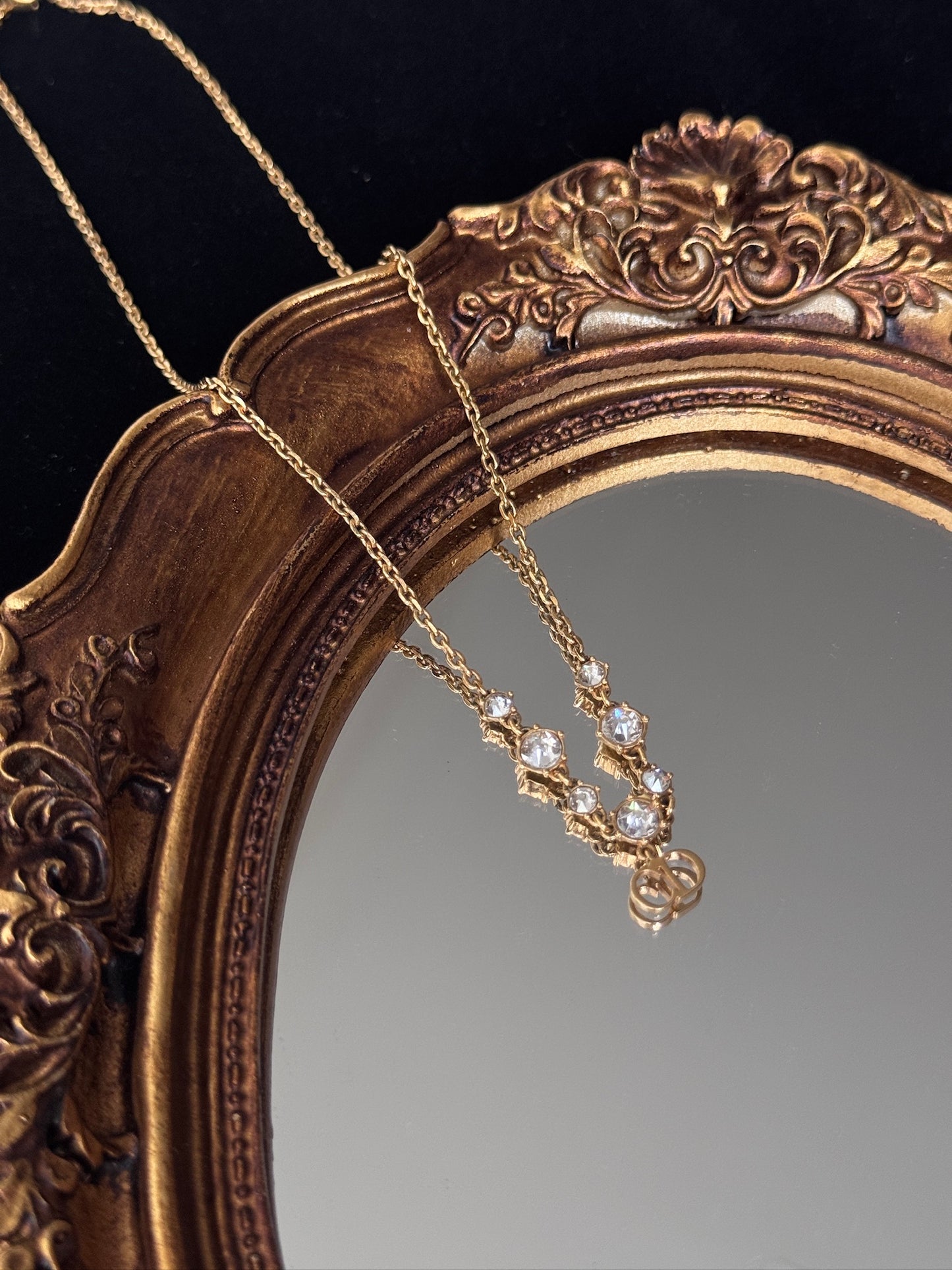 Dior Vintage Gold-Tone Crystal Drop Choker