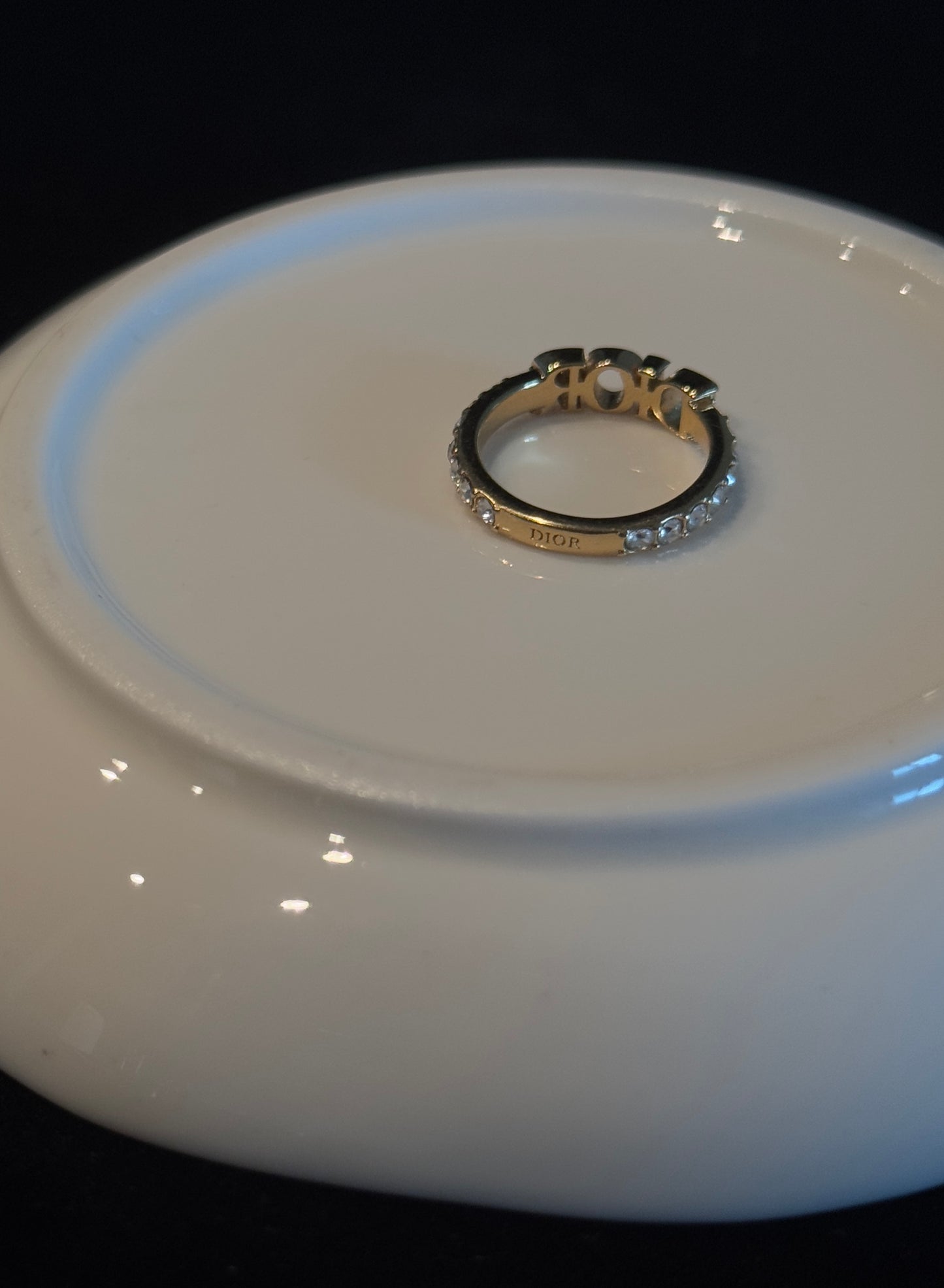 Dio(r)evolution Ring Gold-Finish Metal and White Crystals