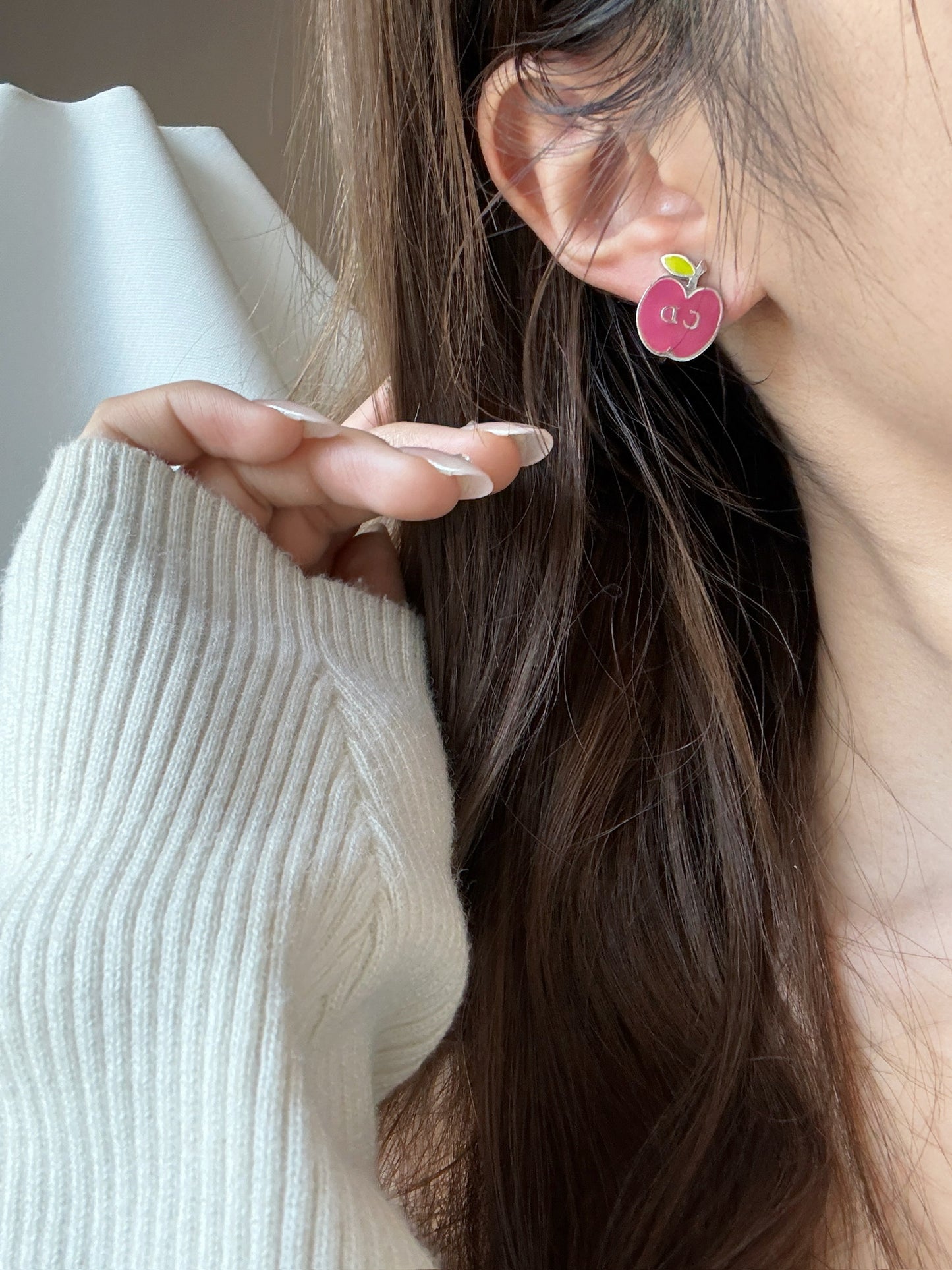 Dior Hot Pink Apple Clip-On Earrings