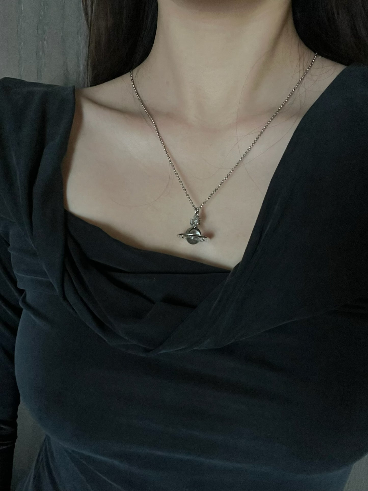 Vivienne Westwood Silver Orb Crystal Pendant Necklace