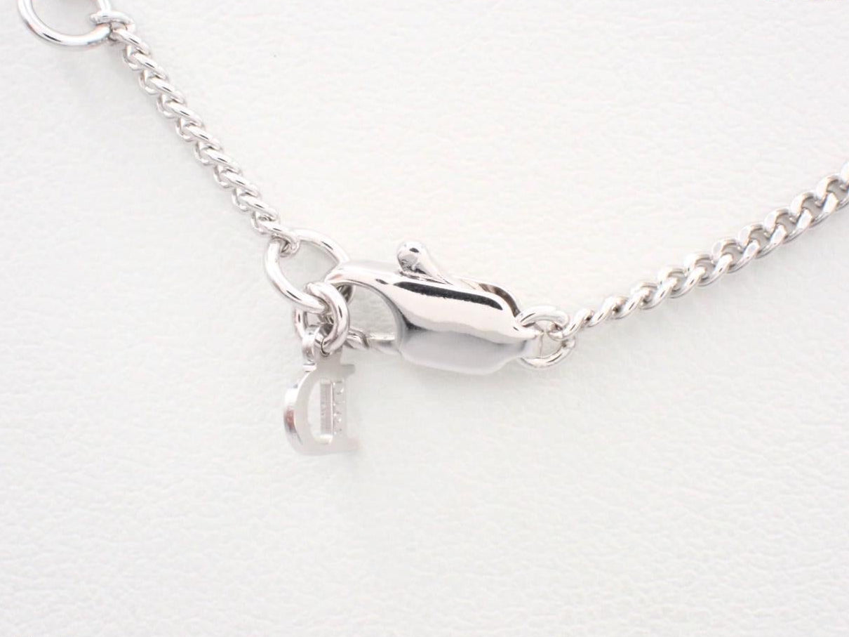 Vintage Dior Crystal CD Heart Charm Necklace – Silver Tone