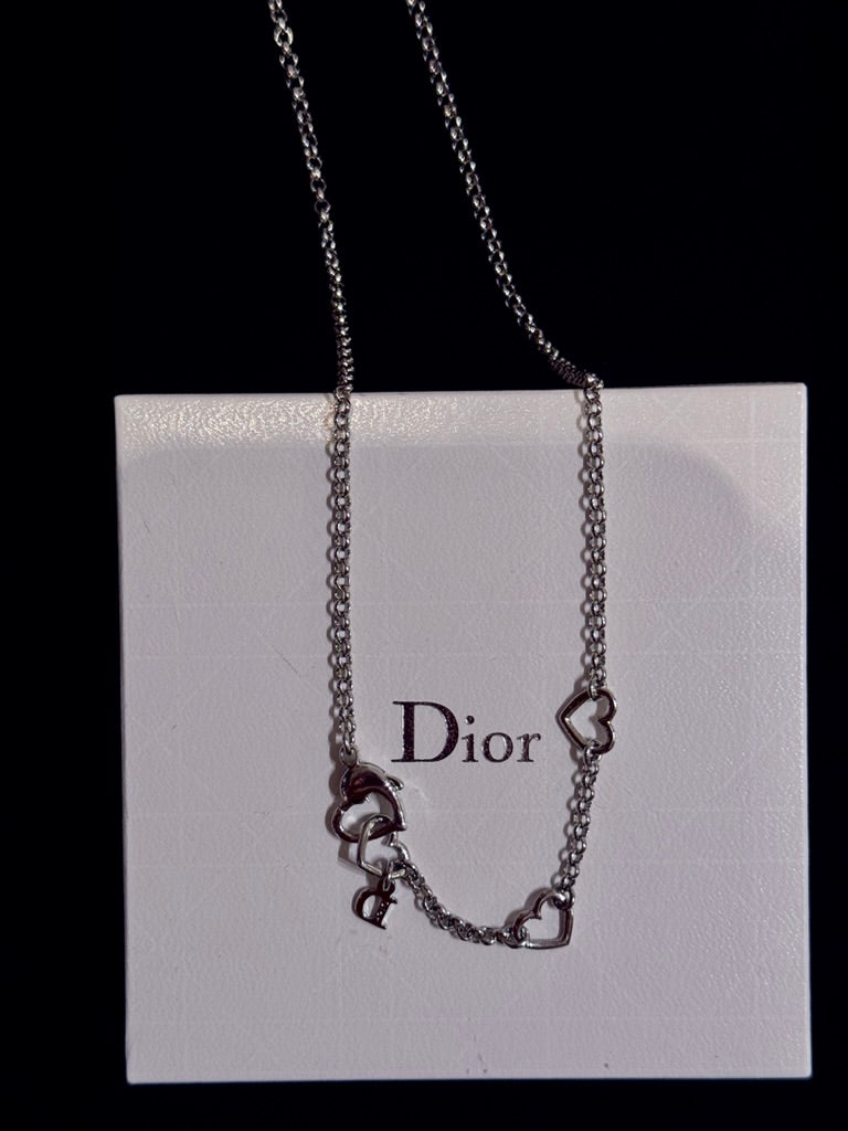 Dior Vintage Crystal Heart Logo Choker