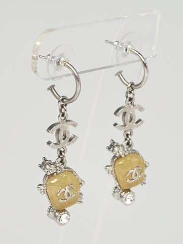 Chanel 2010 Yellow Gripoix Bear Drop Earrings