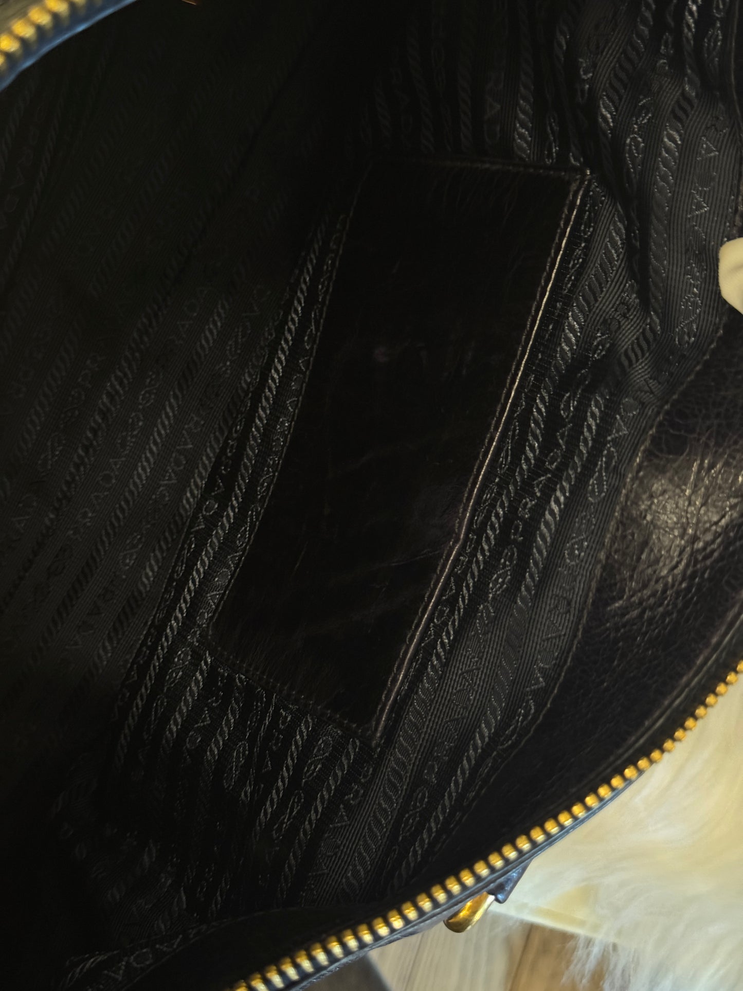 Prada Vitello Shine Leather Chain Large Tote Bag
