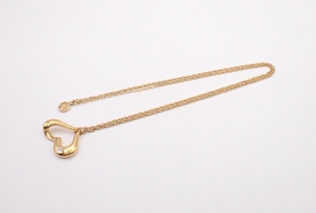Vintage 1980s Givenchy Gold-Plated Diamond Heart Necklace