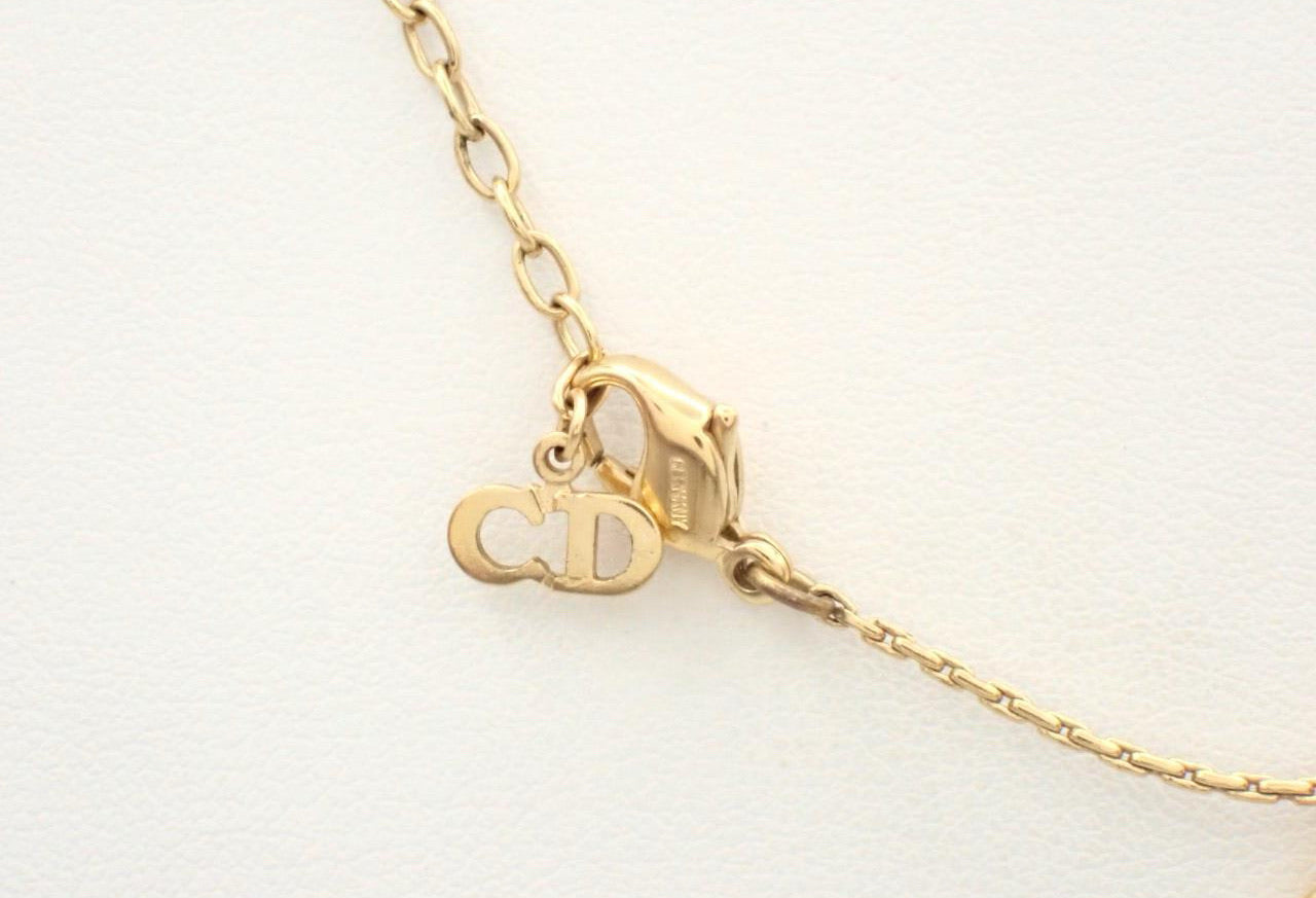 Dior Black Enamel CD Medallion Necklace – Gold Tone