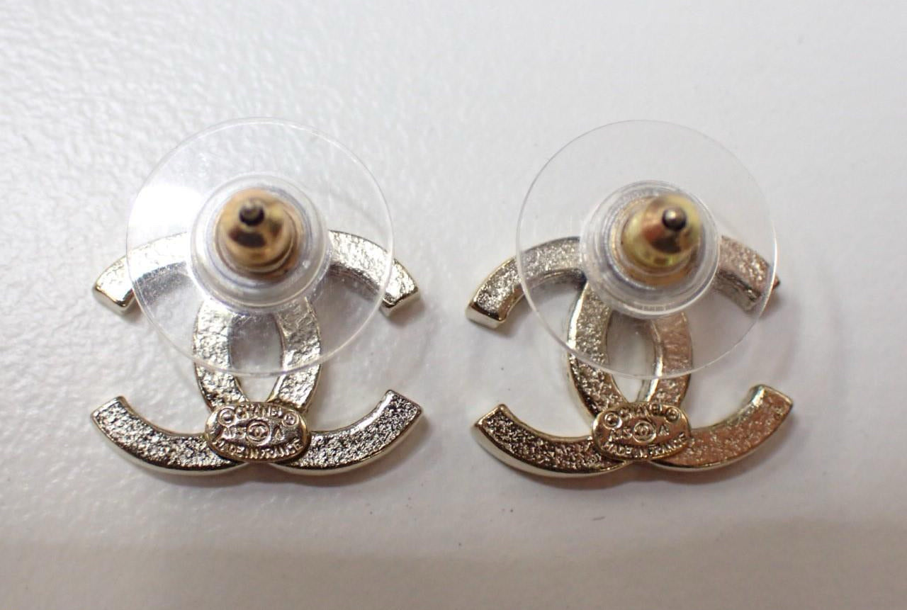 Chanel 2013 Crystal CC Logo Stud Earrings