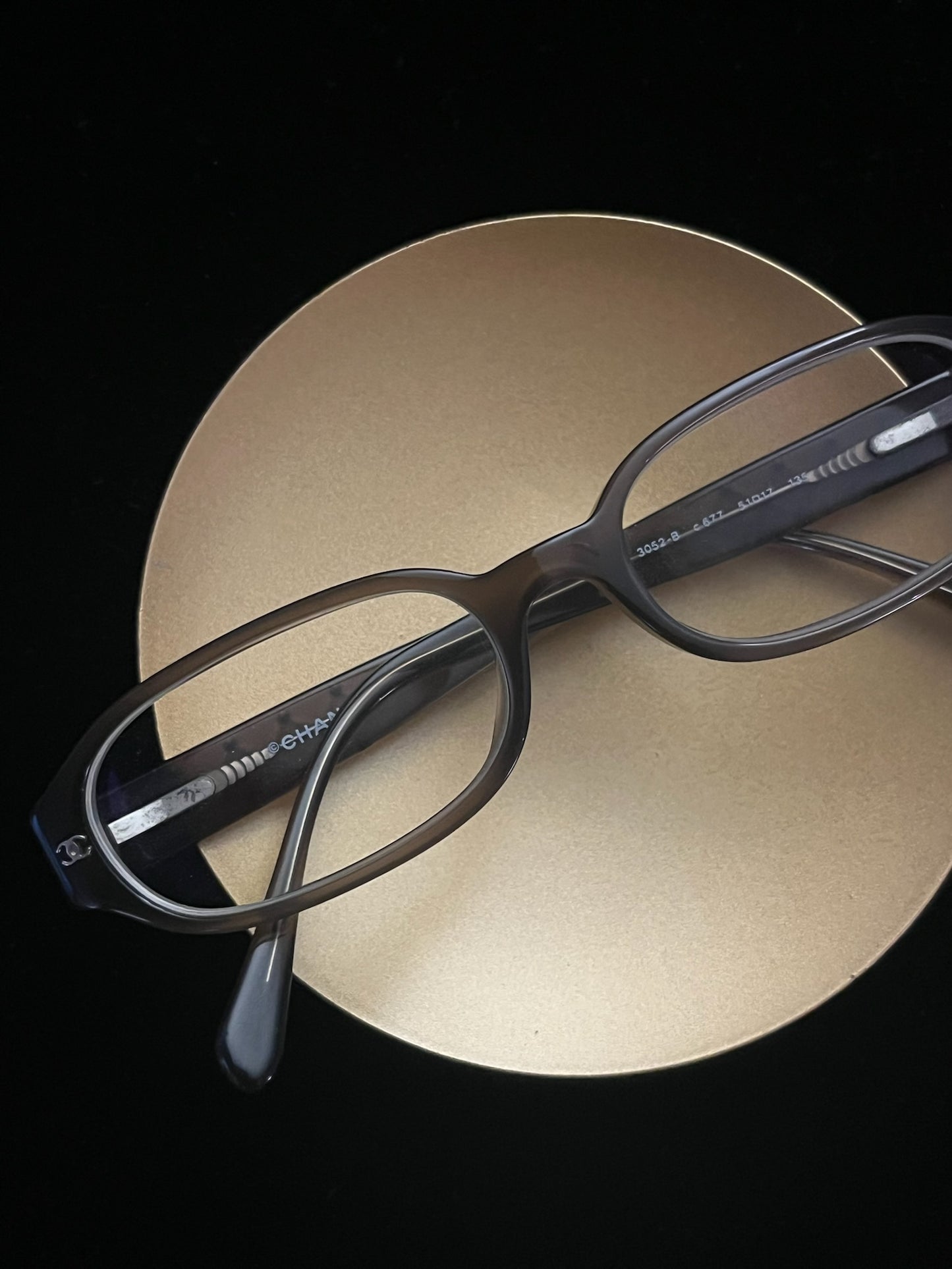 Vintage Chanel Tortoiseshell Rectangular Glasses with Crystal-Embellished Temples