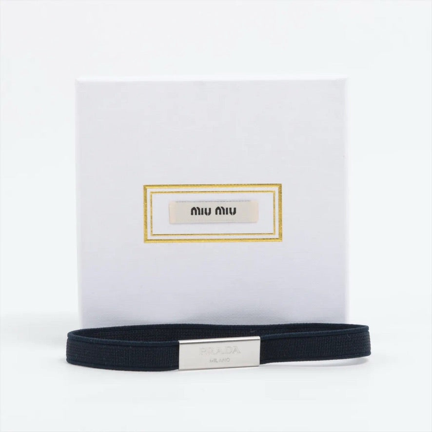 Miu Miu Gold Script & Pearl Hair Clip Set
