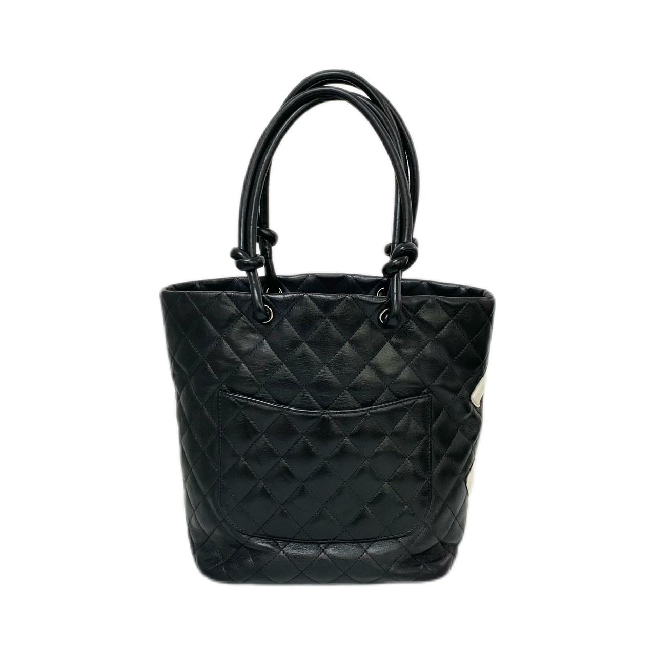 Chanel Vintage Cambon Line Small Tote Bag – Black with Oversized Logo
