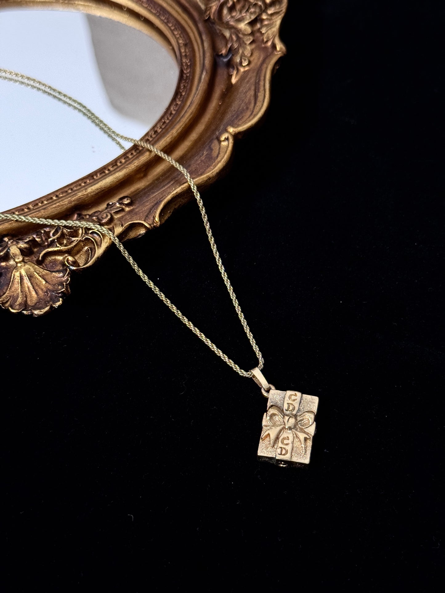 Dior 1980s Gift Shape CD Necklace