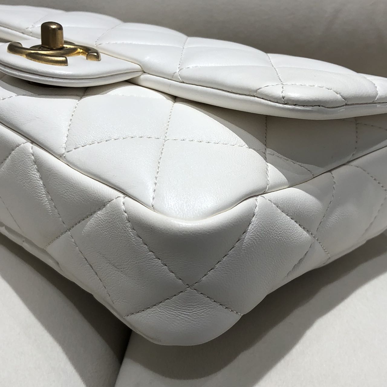 Chanel 2023 Classic Small Flap Bag in White Lambskin with Gold Hardware