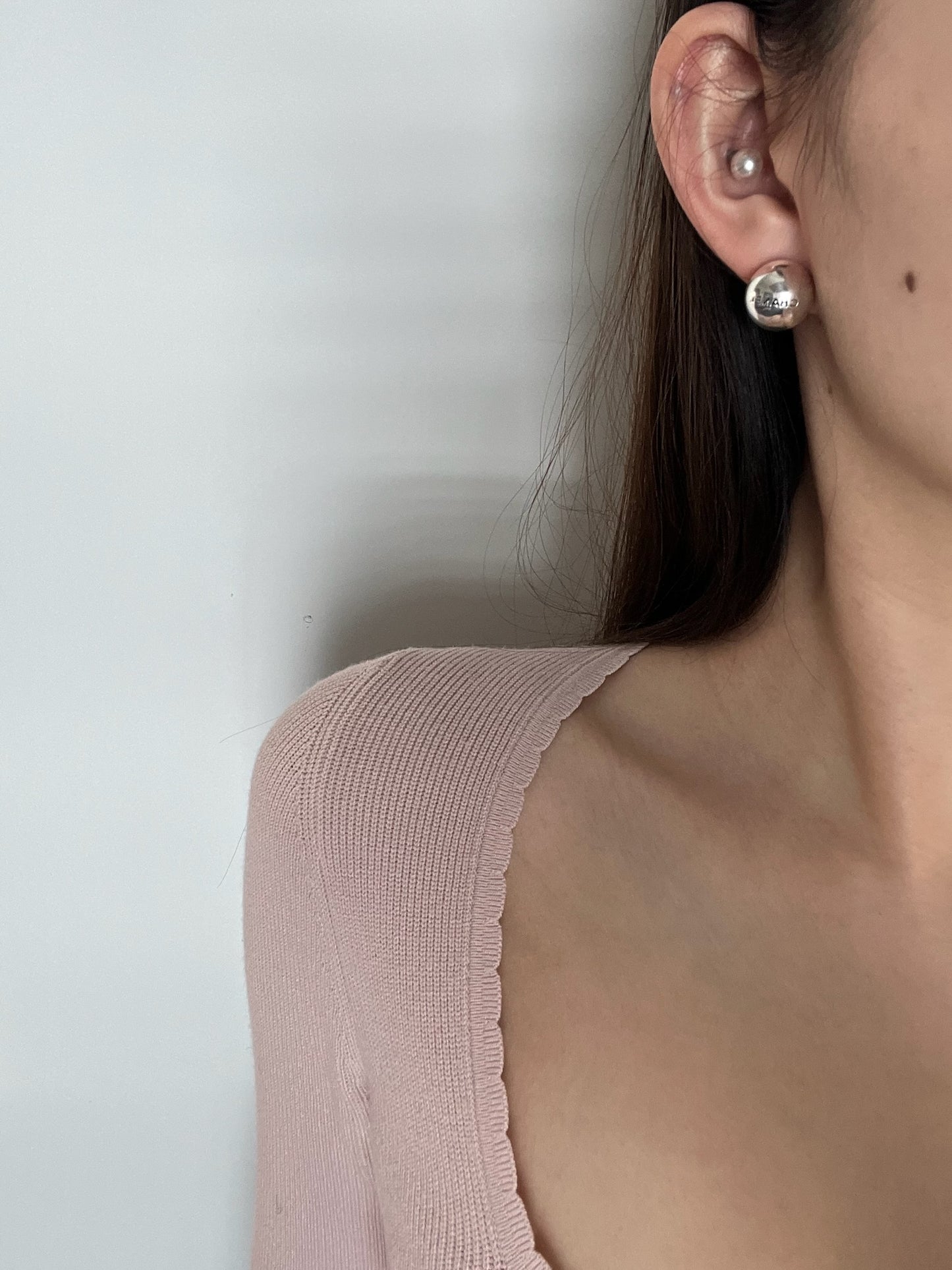 Chanel 1998 Sterling Silver Bead Clip-On Earrings
