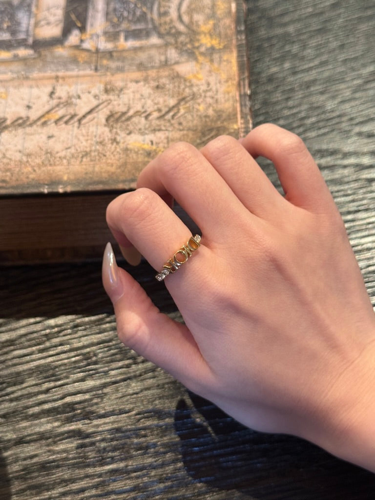 Dio(r)evolution Ring Gold-Finish Metal and White Crystals