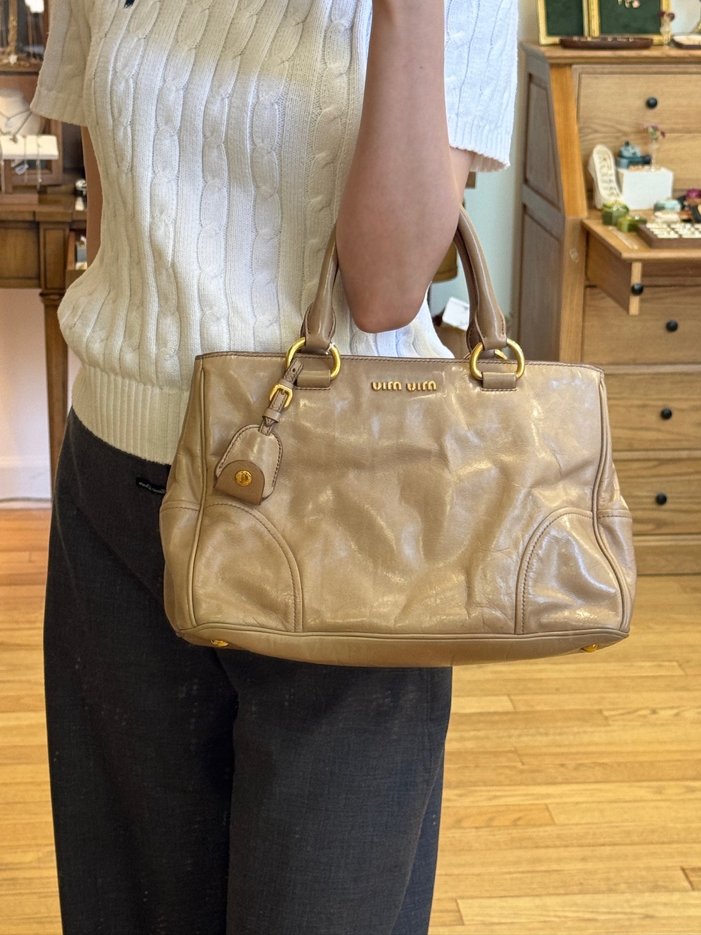 Miumiu Beige Medium Satchel Handbag
