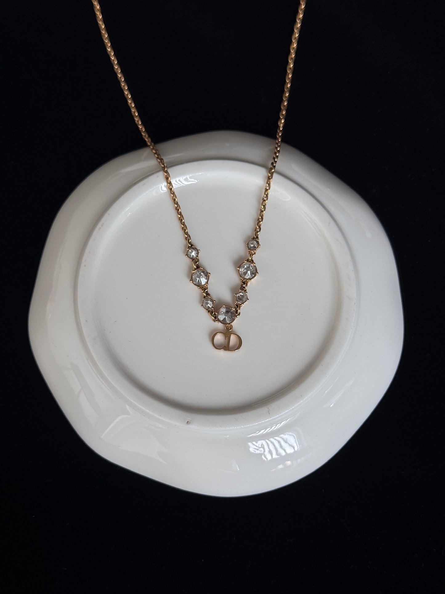 Dior Vintage Gold-Tone Crystal Drop Choker