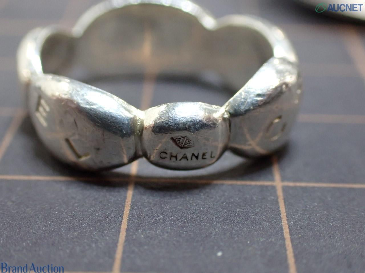 Chanel 2000s Sterling Silver “Cloud” Logo Ring