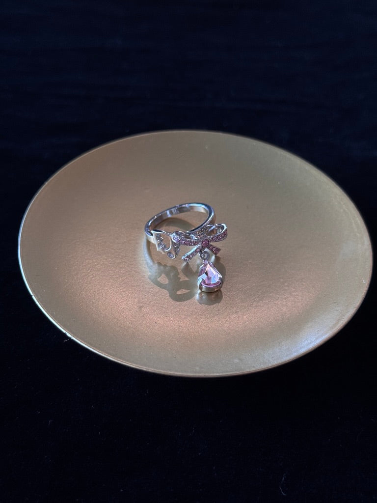 Dior Pink Bow Crystal Drop Ring