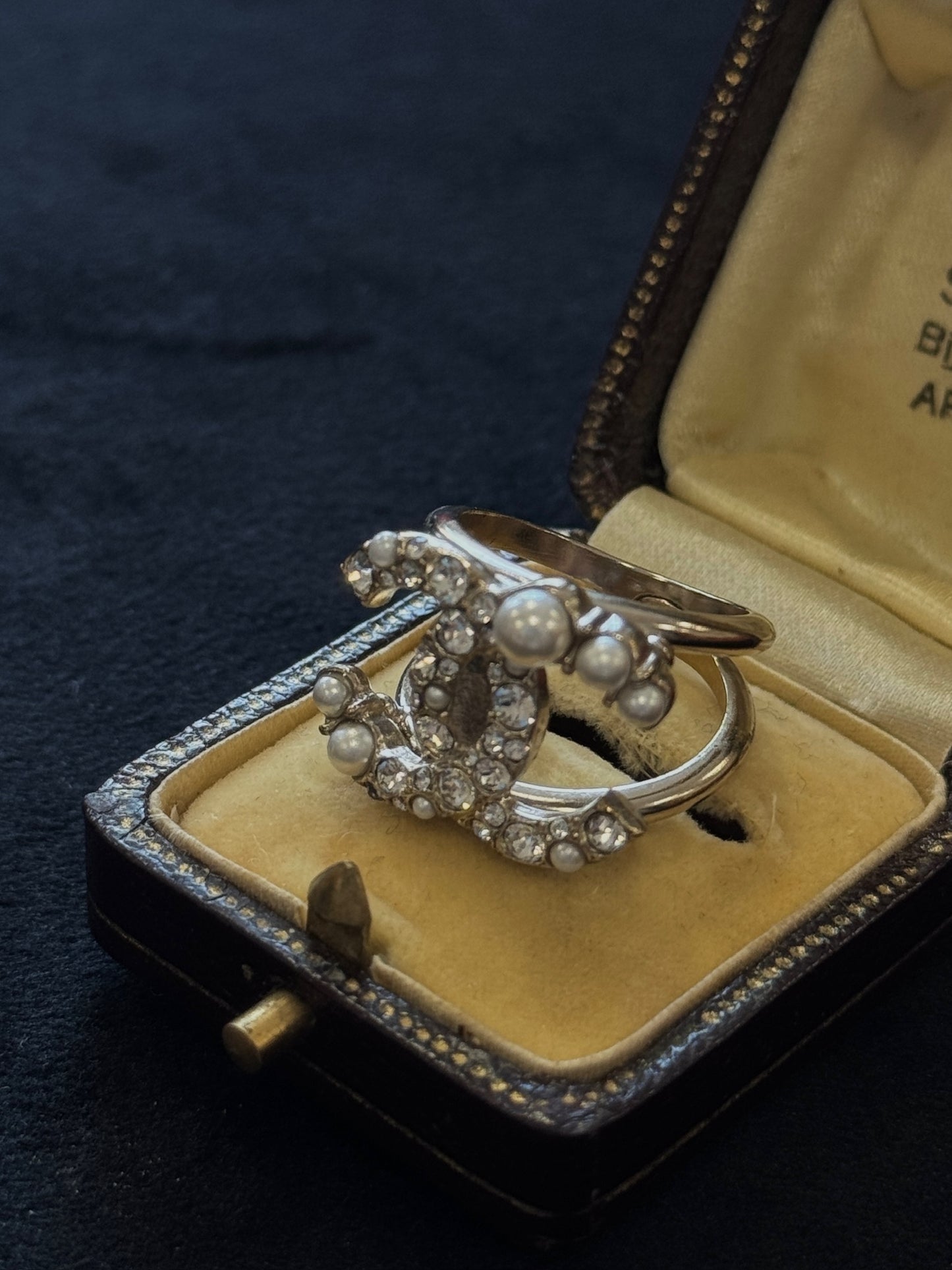 Chanel Crystal Crystal and Pearls CC Statement Ring