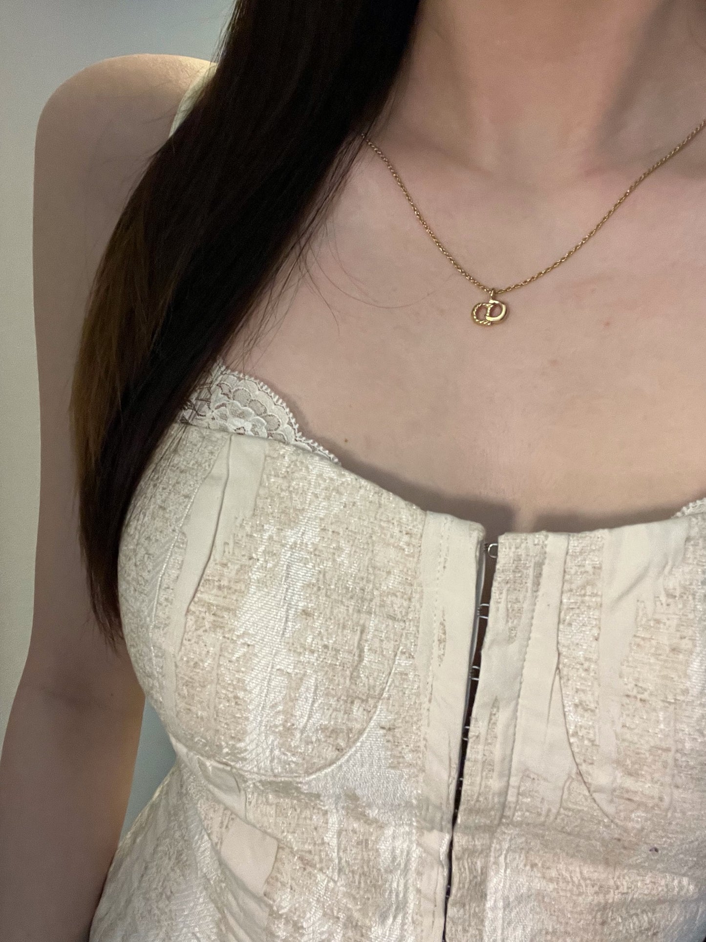 Vintage Dior Gold CD Logo Pendant Necklace