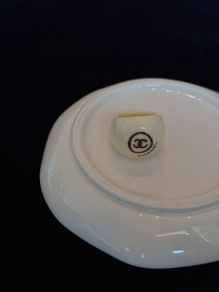 Chanel 2000s Cream Dome Logo Ring