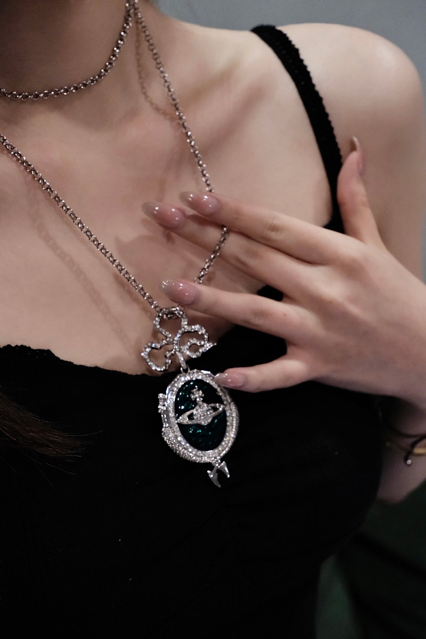 Vivienne Westwood “Emerald Relic” Large Orb Pendant Necklace