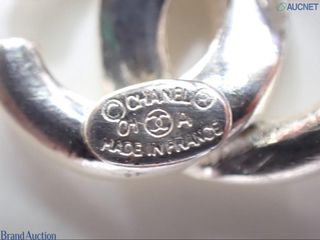 Chanel 2001 Vintage White Enamel CC Logo Earrings