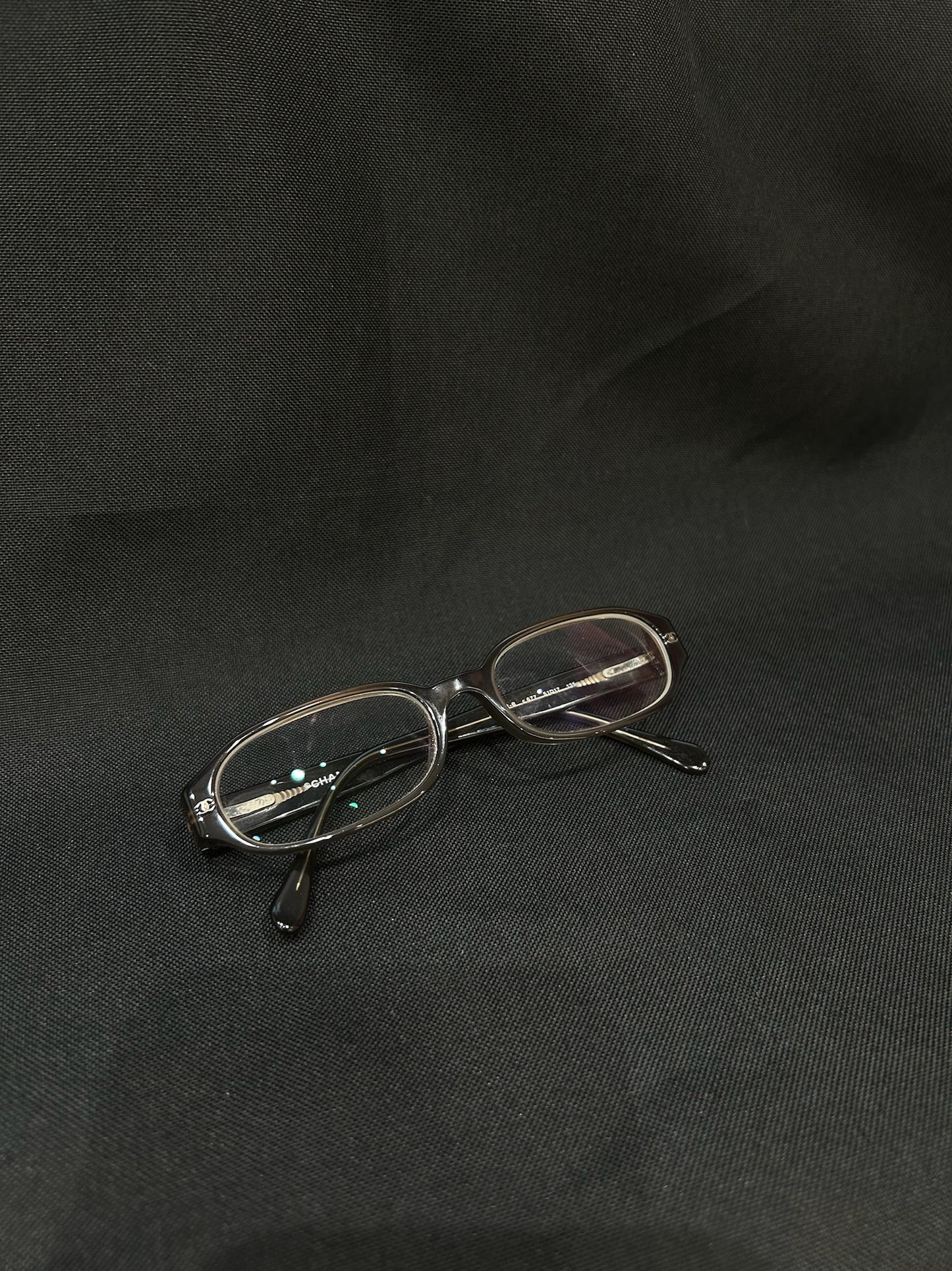 ON HOLD* Vintage Chanel Tortoiseshell Rectangular Glasses with Crystal-Embellished Temples