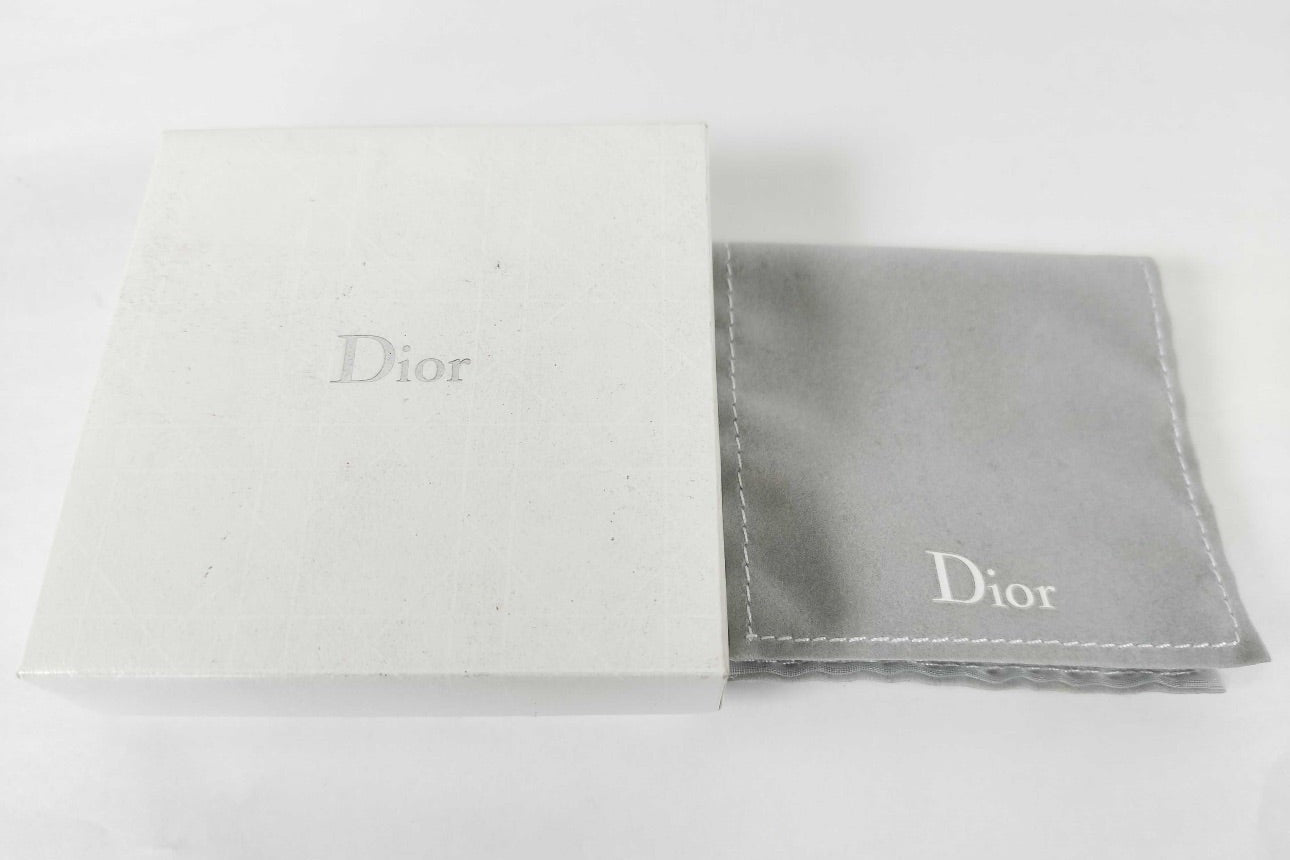 Dior Vintage Glass Rose & Pearl Charm Necklace (Silver Tone)