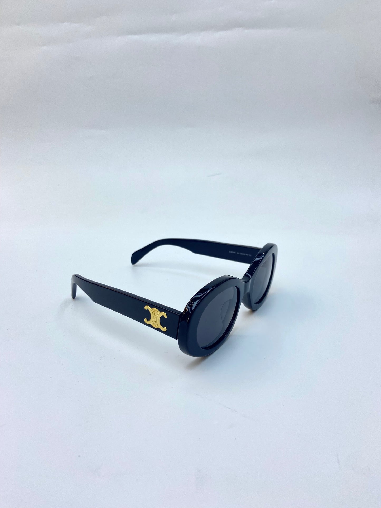 CELINE Oval Sunglasses with Gold Triomphe Temples – Black