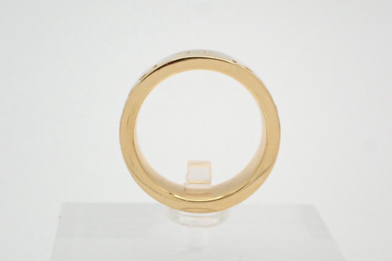 Christian Dior Crystal & White Enamel Logo Ring