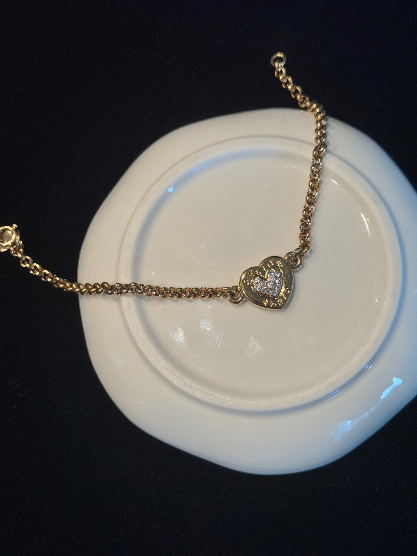 Celine Vintage Paris Heart Chain Bracelet