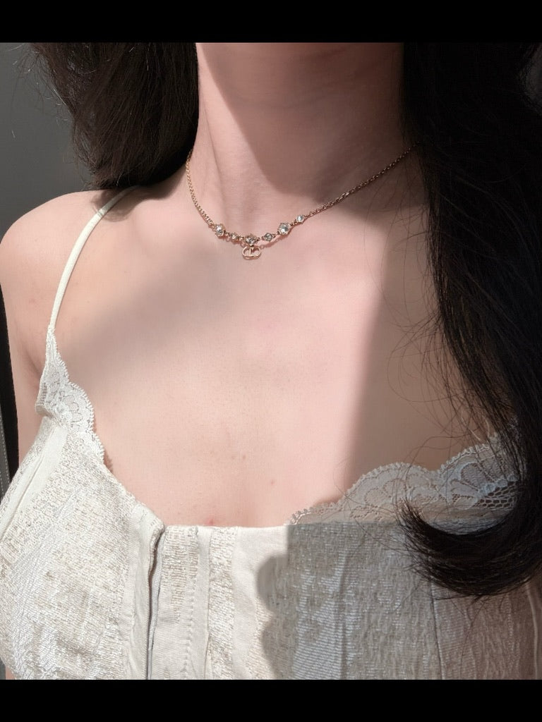 Dior Vintage Gold-Tone Crystal Drop Choker