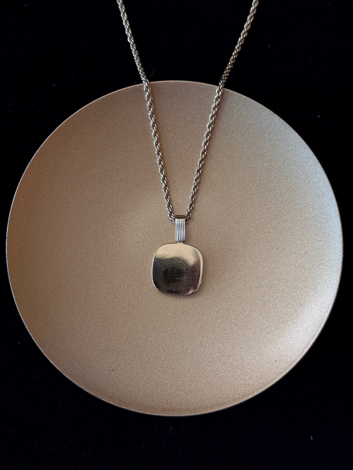 Dior Vintage Gold Cyrstals Embeded Logo Pendant Necklace
