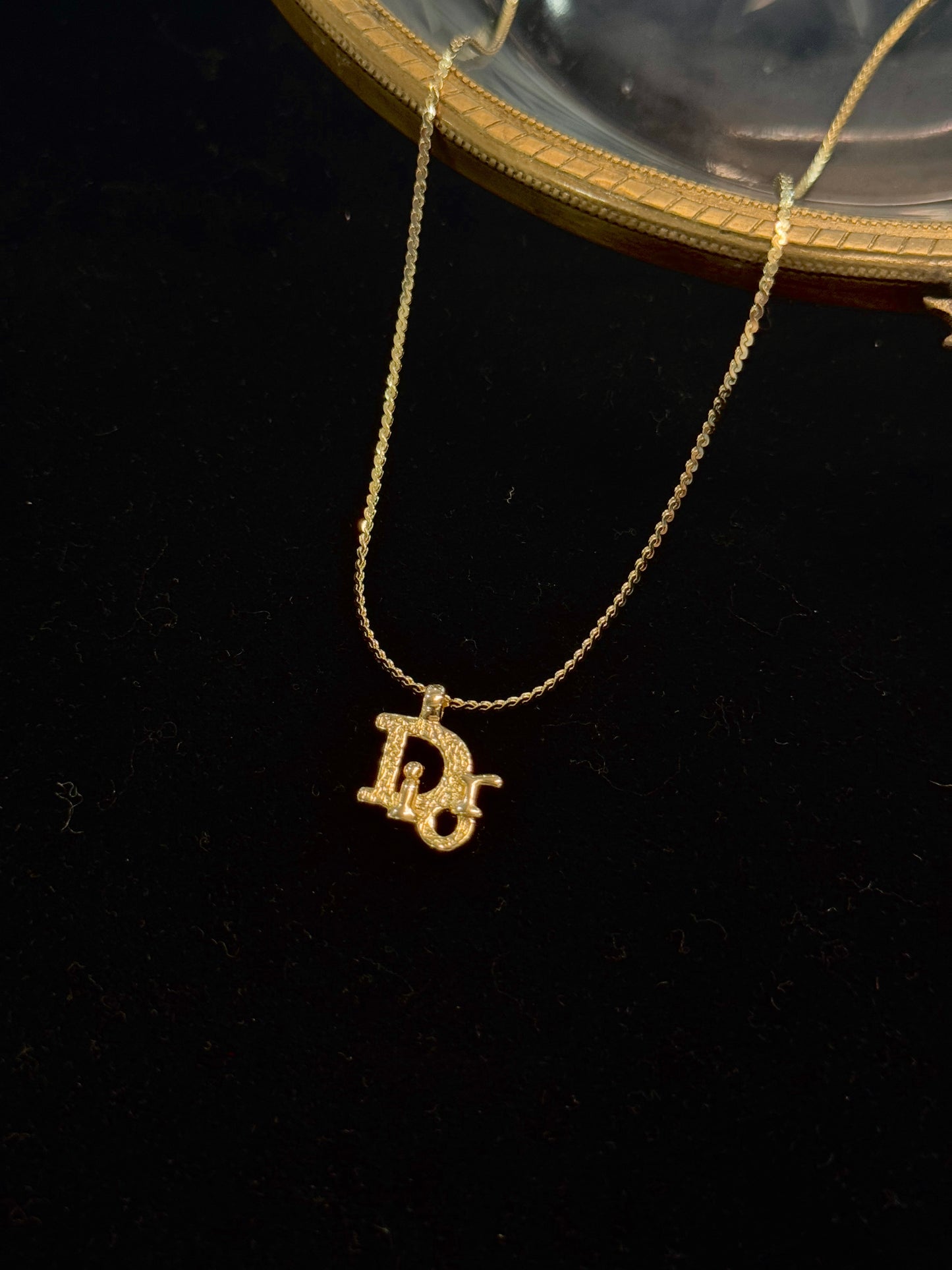 Dior Vintage Classic Gold D Logo Necklace