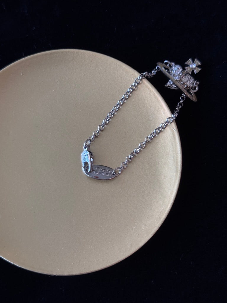 Vivienne Westwood Bas Relief Orb Bracelet – Silver-Tone with Crystals