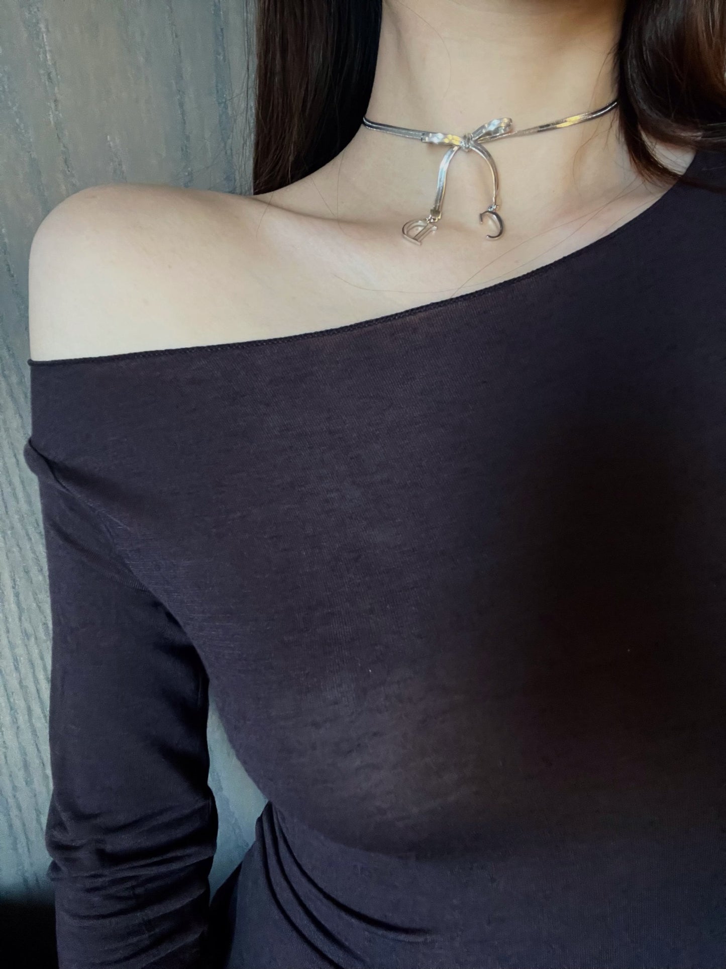 Dior Vintage Y2K Titanium-Silver Bow Snake Chain necklace