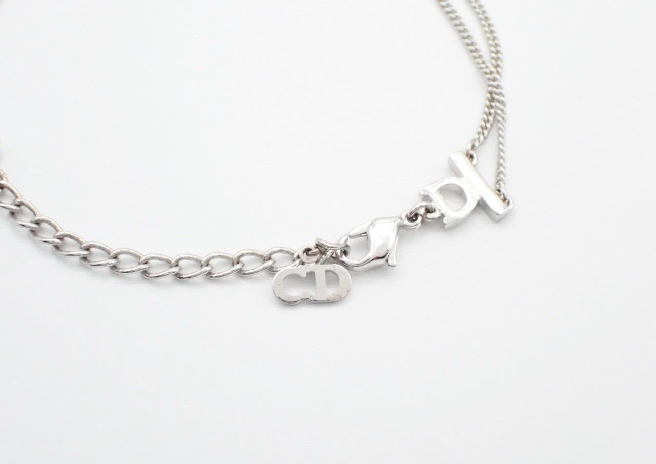 Vintage Dior Silver Flame Double-Chain Bracelet