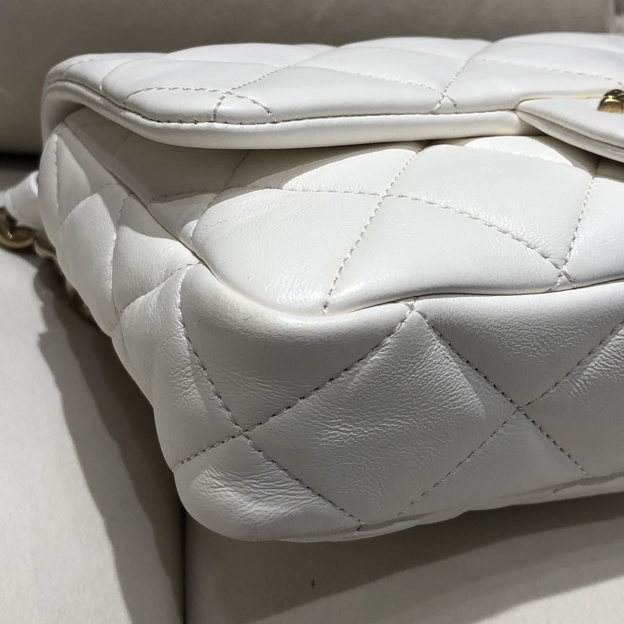 Chanel 2023 Classic Small Flap Bag in White Lambskin with Gold Hardware