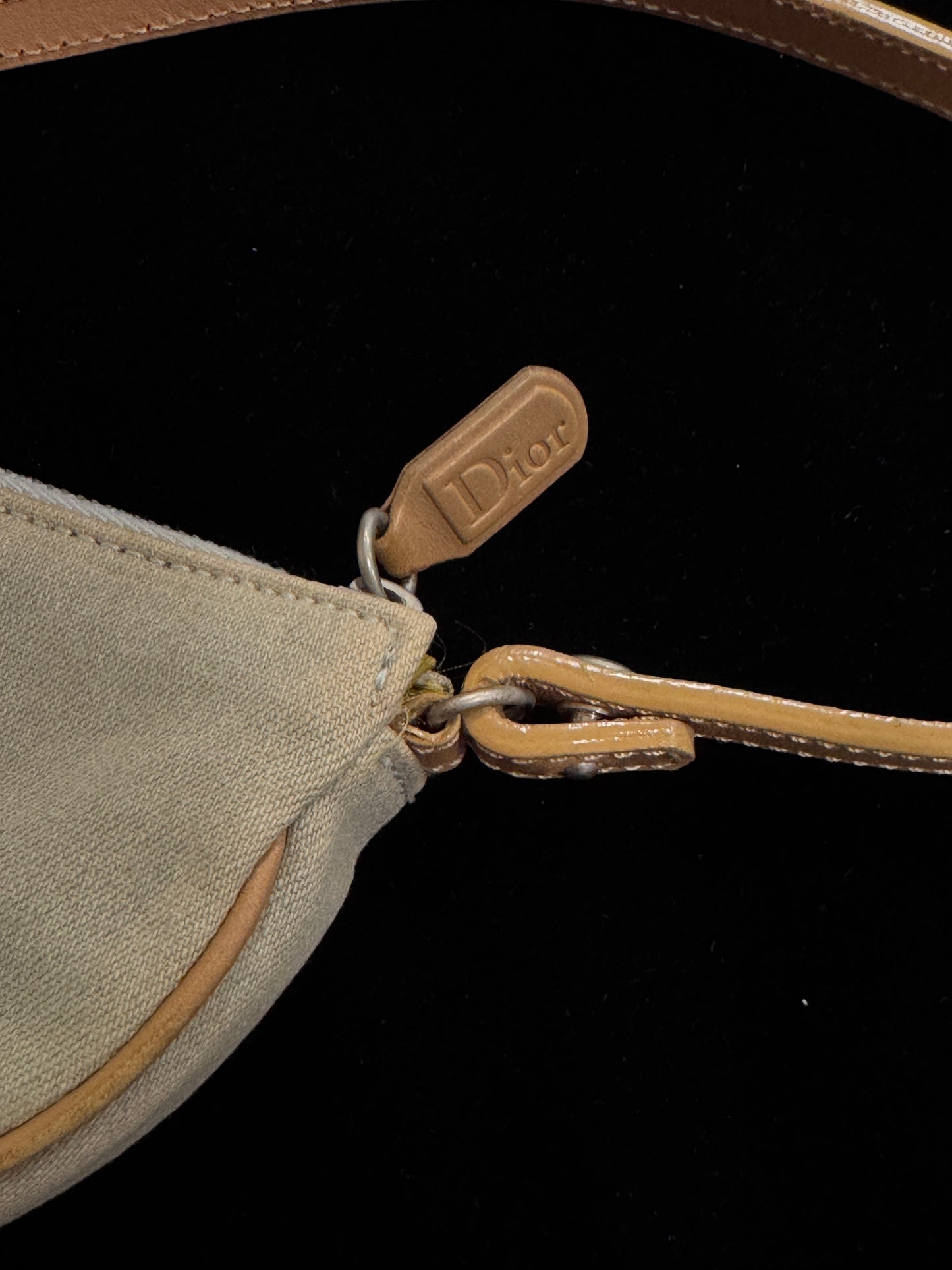 Dior Vintage Mini Saddle-Inspired Light Blue Washed Denim Canvas Shoulder Bag