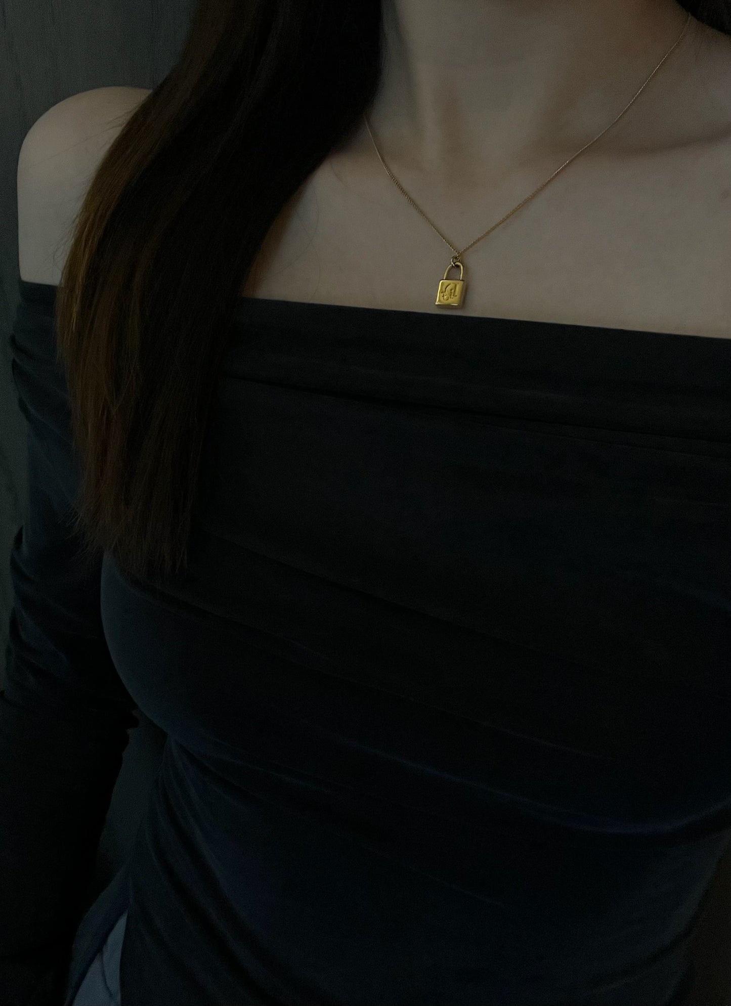 Vintage Dior Gold Padlock Pendant Necklace