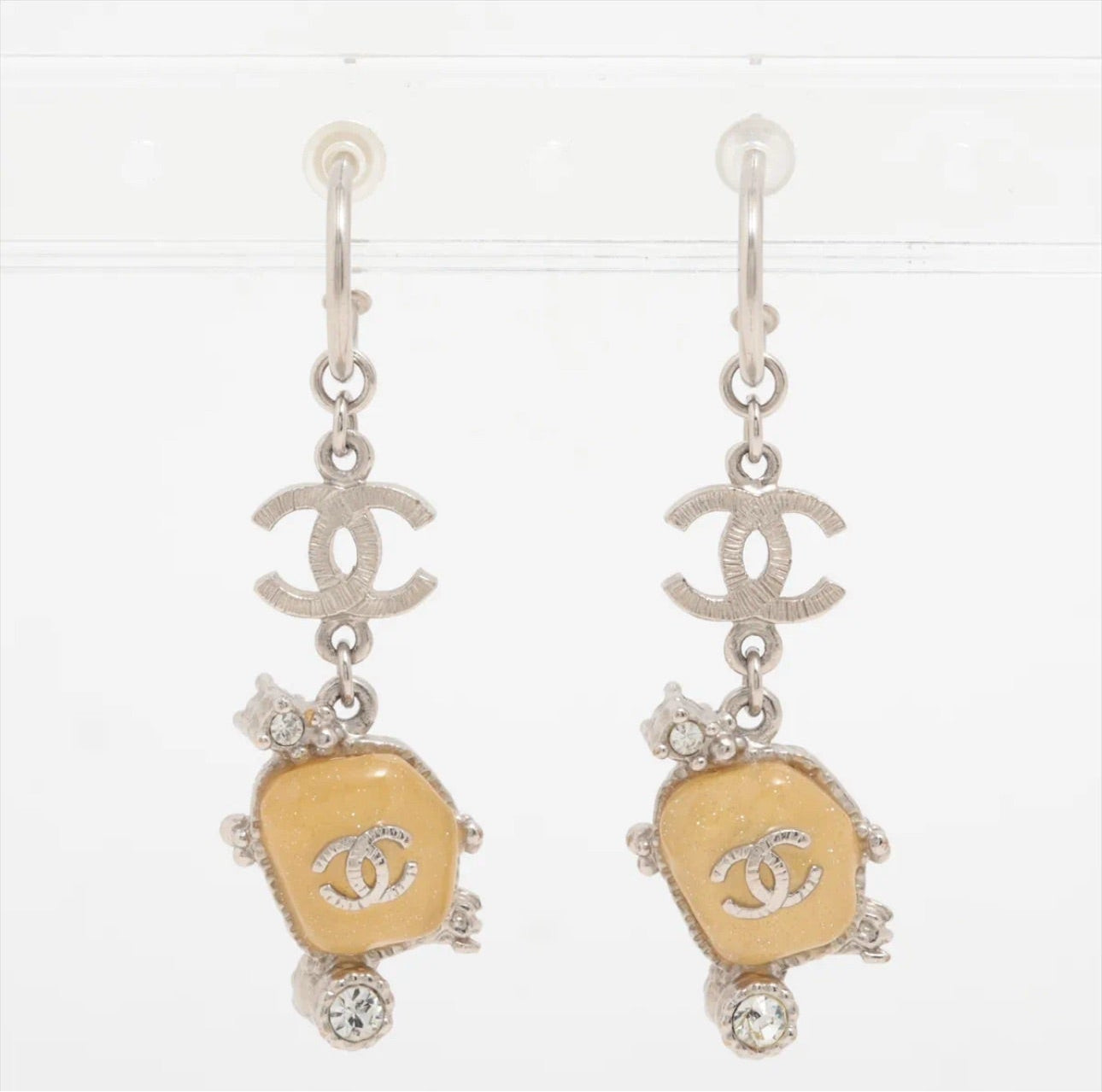 Chanel 2010 Yellow Gripoix Bear Drop Earrings
