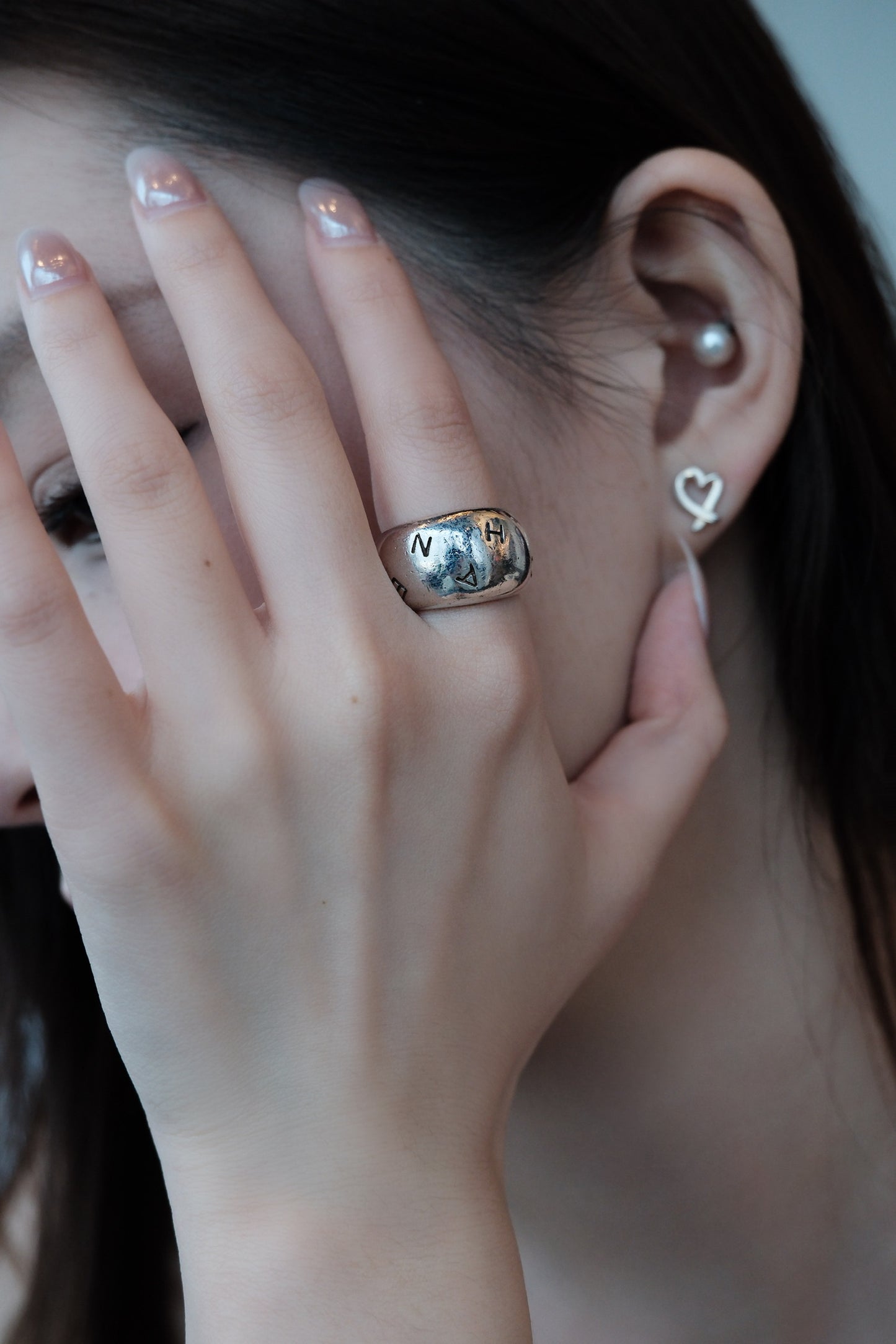 Chanel 2000s S925 Silver Dome Logo Ring