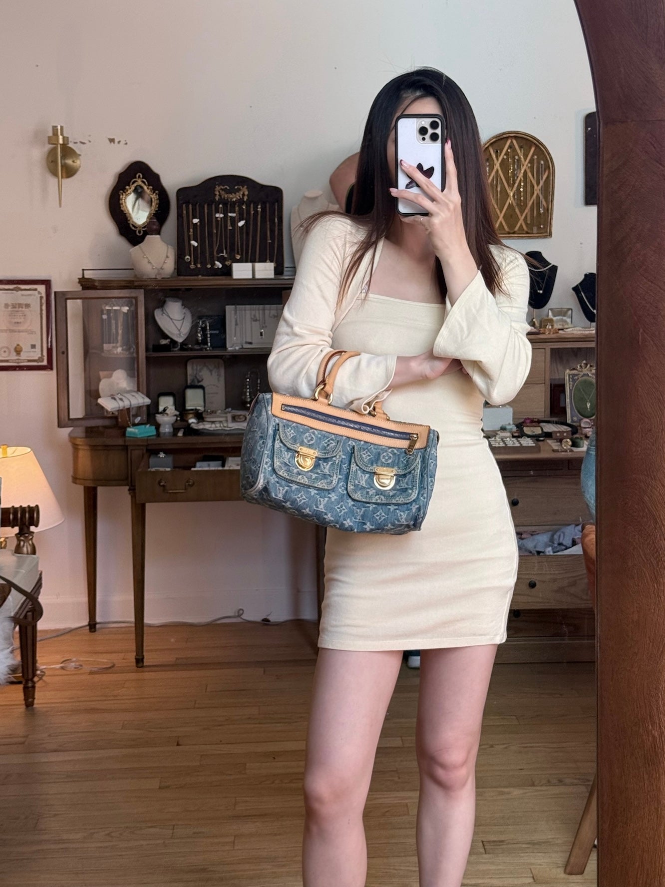 LV Vintage Blue Denim Tote