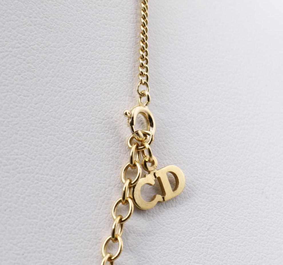 Dior Vintage Gold-Tone GG Logo Pendant Necklace