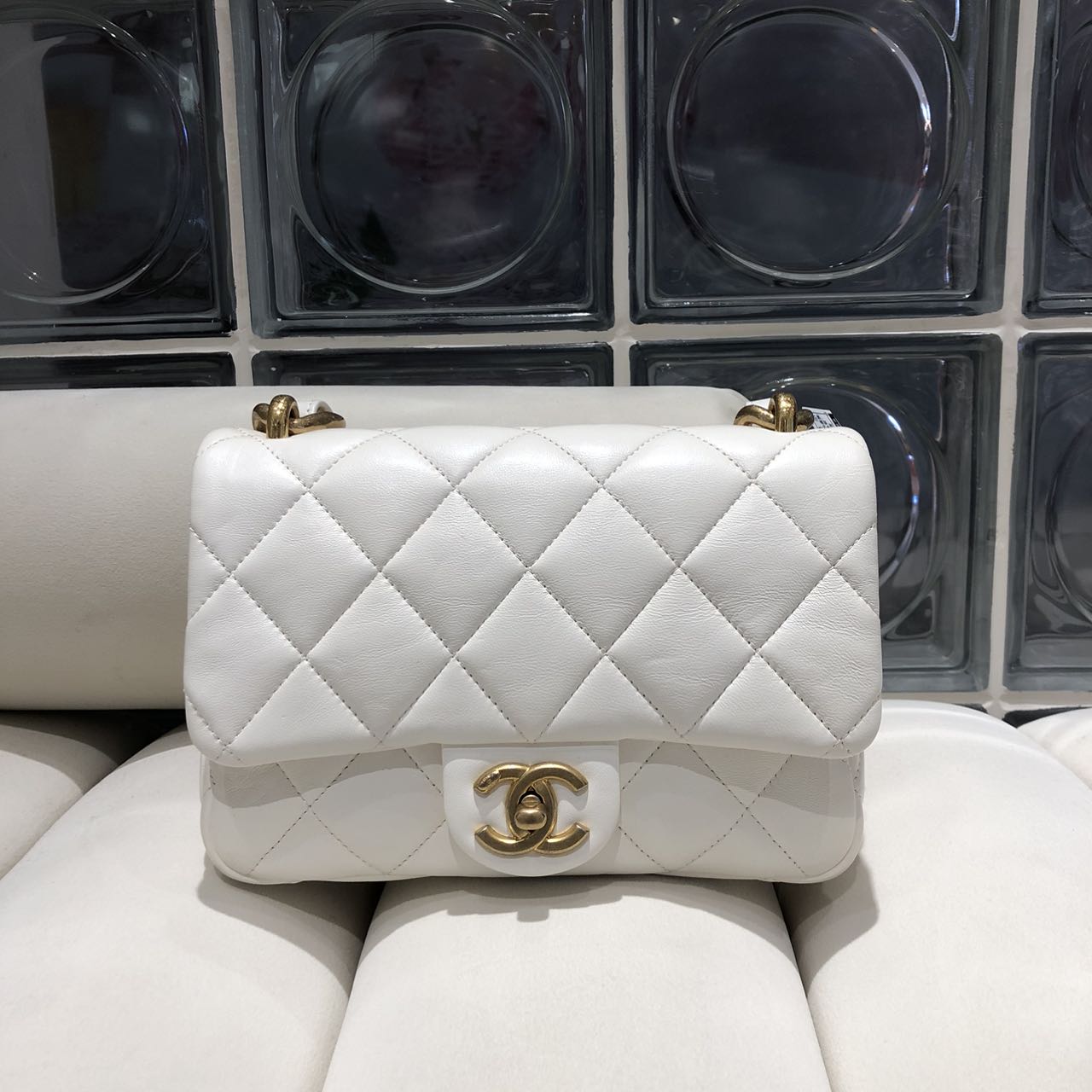 Chanel 2023 Classic Small Flap Bag in White Lambskin with Gold Hardware