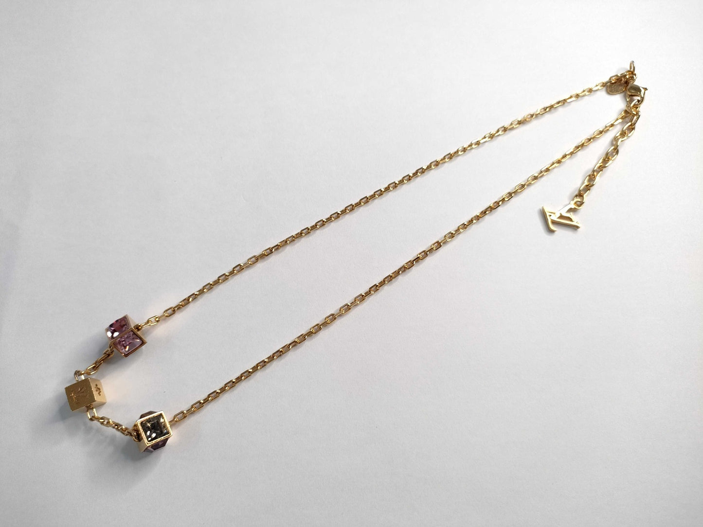 Vintage Louis Vuitton Purple Crystal Two-Tone Adjustable Necklace